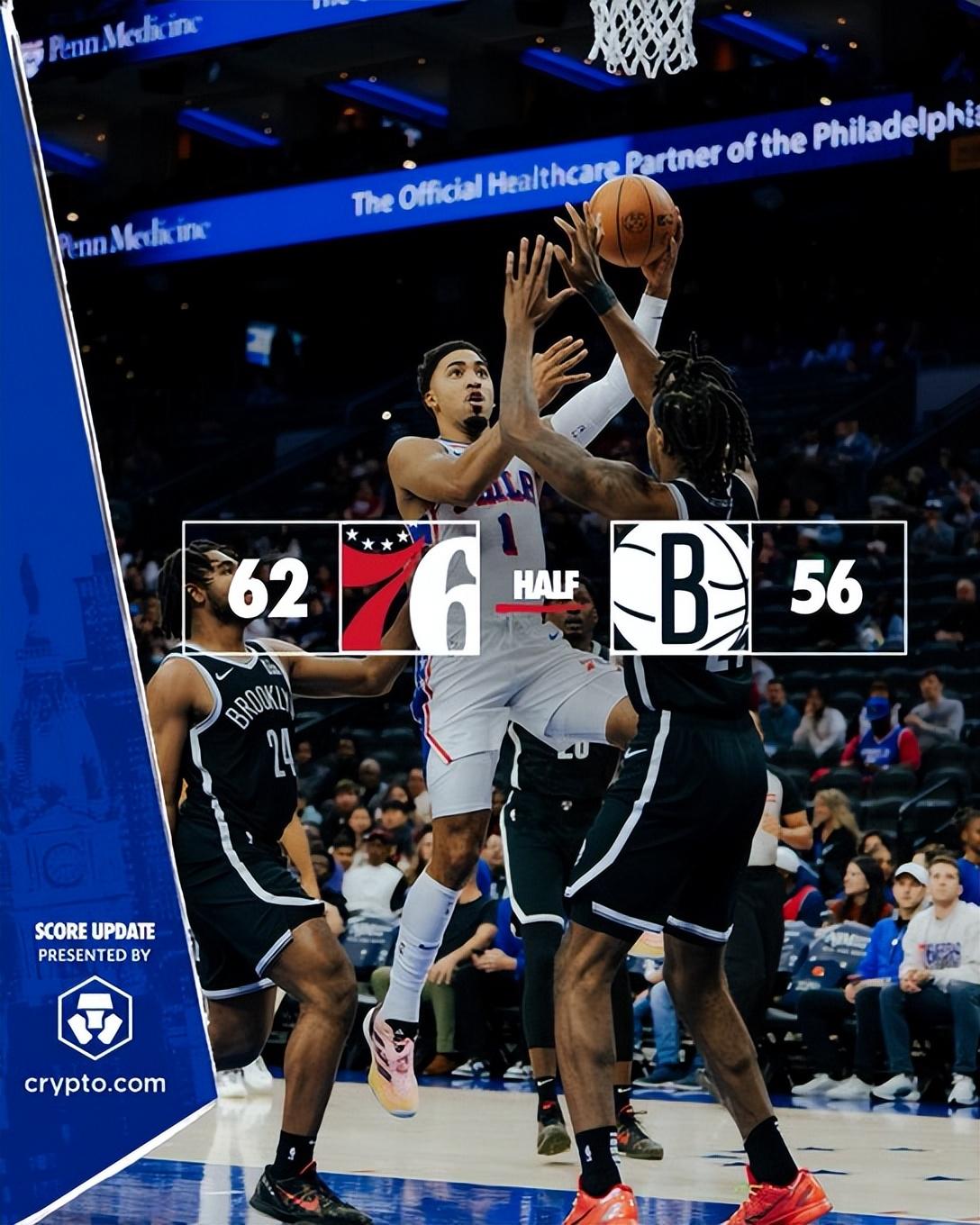 76人鏖战篮网，米切尔扛起全队